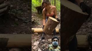 Real forest GIRL #camping #survival #bushcraft #outdoors