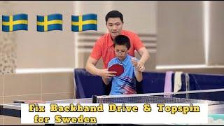 Ti Long guide and fix Backhand Drive & Topspin for Player in Sweden |  part 2