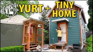 Single mom & young son live in side by side yurt & tiny home