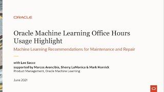 OML usage highlight: Machine Learning Recommendations for Maintenance and Repair