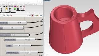 Parametric modeling of a beer mug. Grasshopper, Rhinoceros.