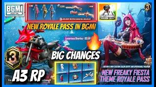 NEW A3 ROYAL PASS IN BGMI - NEW CHANGES IN RP , 1 TO 100 REWARDS AND RELEASE DATE ( BGMI )