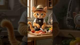 MasterChef Cat cooking a Pizza