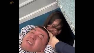 Girlfriend submits boyfriend with a chokehold