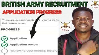 British Army Recruitment: Application progress| stages of the application