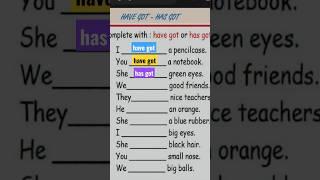 Practice this worksheet have got / has got. practice English speaking with Faru. #english #shorts.
