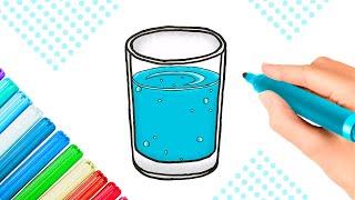 How to draw a glass of water? Как нарисовать стакан воды? Cómo dibujar un vaso de agua?