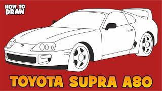 How to draw a car Toyota Supra A80 1997