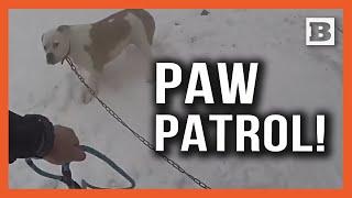 Paw Patrol! Officer Races to Rescue Dog on Leash Outside Home After 911 Call About Fire