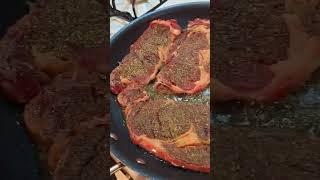 #RIBEYESTEAKS #FRESHSALAD #EGGSCROUTON #BACONBITS #BLUECHEESEDRESSING