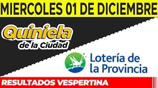 Resultados Quinielas Vespertinas de la Ciudad y Buenos Aires, Miércoles 1 de Diciembre