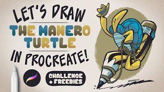 Let's Draw the Manero Turtle | Art Challenge + Procreate freebies 