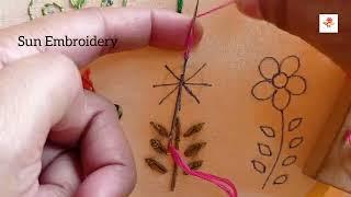 VERY EASY SMALL FLOWER EMBROIDERY DESIGN, HAND EMBROIDERY TUTORIAL FOR BEGINNERS @SunEmbroidery