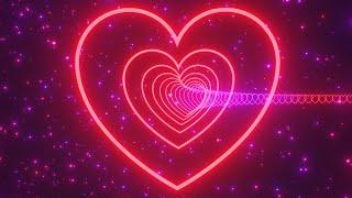 Beautiful Valentines Day Pink Red Love Heart Shaped Neon Glow Tunnel 4K Video Effects HD Background