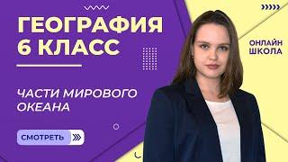 Части Мирового океана. Свойства вод океана. Видеоурок 19.1. География 6 класс