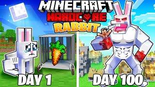 I Survived 100 DAYS as a RABBIT in HARDCORE Minecraft!