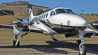 King Air 360 Mostrando Interior e Exterior da Luxuosa Aeronave e Decolagem com Razão de um Jato