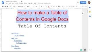 How To Make A Table Of Contents In Google Docs