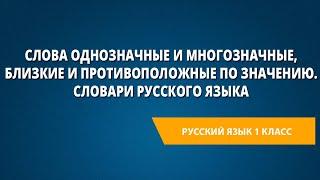 Слова однозначные и многозначные, близкие и противоположные по значению. Словари русского языка