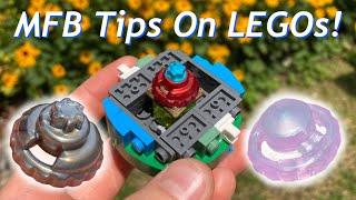 Real Beyblade Tips On LEGOs! | 3D Printed LEGO Spin Track