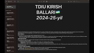 Toshkent davlat iqtisodiyot üniversitesi kirish balları 2024