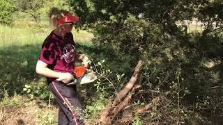 Michelle's First Time Using A Chainsaw & Driving An Excavator