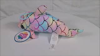 Nanco Plush Stuffed Toy Dolphin Pink/Pastel Rainbow Metallic Scales 9" NWT