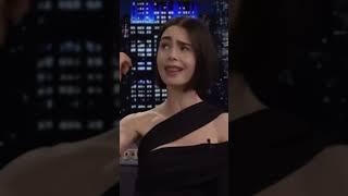 Lily Collins lip syncs "wannabe" by the Spice Girls #shorts #emilyinparisseason4 #lilycollins