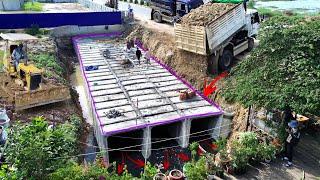 Best Start Filling Rock On Concrete Pipe after Completed Installation Using Komatsu Bulldozer