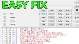 How To Fix MySQL Shutdown Unexpectedly XAMPP Error