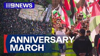 Protesters march through Australian cities on eve of October 7 attack anniversary | 9 News Australia