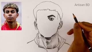 Easy Pencil Sketch Lamine Yamal Spain Footballer || Step By Step Portrait Drawing