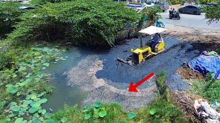 Incredible Restore Canal Moving Dirt Out Push into Pond Using KOMATSU Bulldozer - Excavator