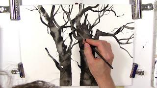 Create TEXTURE with Water in Watercolor. Watercolor demonstration by Daniel Novotny