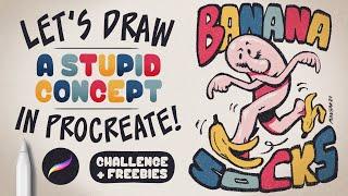 Let's Draw a Stupid Concept | Art Challenge + Procreate freebies 