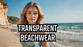 [4K] No bra try on haul | Petite Olya | Transparent Set For Beach 2025