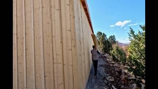 BOARD and BATTEN siding COMPLETED | STAINING THE SIDING .... Really UNDERESTIMATED 