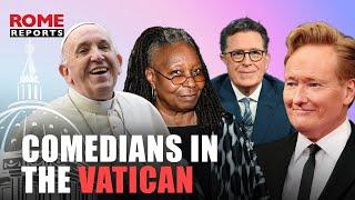 Conan O'Brien, Stephen Colbert & Whoopi Goldberg crack jokes at the Vatican