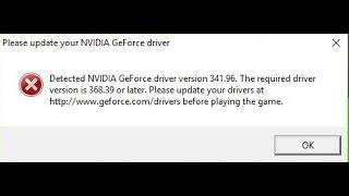 Please update your Nvidia GeForce driver Battlefield 1