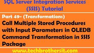 SSIS Tutorial Part 49-Multiple Stored Procedures w/ Input Parameters in OLEDB Command Transformation