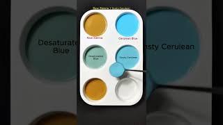Create 4 colors from 2 colors Raw Sienna + Cerulean Blue#mix #asmr