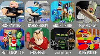 BOSS BABY BARRY'S PRISON RUN!,ESCAPE EVIL GRANDPA,EMOTIONS POLICE FAMILY PRISON RUN,RONY POLICE