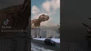 Динозавры в городе Dinosaurs in the city dinosaurios en la ciudad  #Shorts #dinosaurs #динозавры