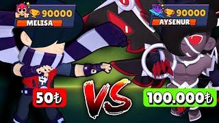 50₺ HESAP VS 100.000₺ HESAP! #brawlstars