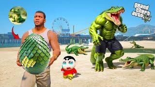 Franklin & Shinchan Discover a Mysterious Crocodile Egg Near the Sea in GTA 5! 