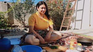 Life in Rural of iran |Cooking knocked down in the yard