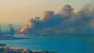 Large Russian Landing Ship Explodes After Ukrainian Missile Strike In Berdyansk#kyiv #betdyansk