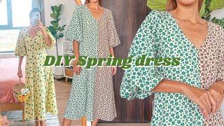 Making my new favorite spring dress | Balloon/Bishop sleeve dress | Step by step sewing tutorial