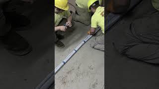 Capture the sleeve insert, whipping down outside and tapping to slide into old pipe #pipelining
