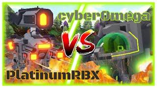 platinumRBX vs cyber0mega | build a boat for treasure | mech battle